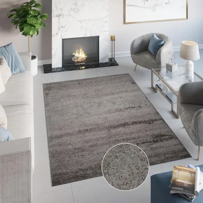 Image de Tapis shaggy à poils longs gris uni Moderne Salon Chambre 120 x 170 cm