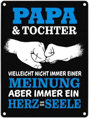 Produktbild von Papa & Tochter, ein Herz und eine Seele Metallschild in 15x20 cm mit Spruch in