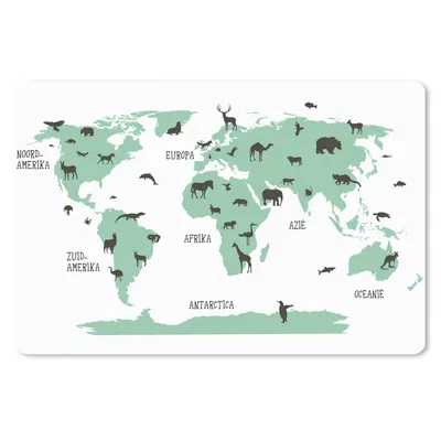 Produktbild von MuchoWow® Mauspad Mousepad Weltkarte - Kinder - Tiere - Grün - Junge - Mädchen 27x18 cm - Mousepads - Maus Mat - Pad - Mausunterlage - Büroartikel - Desk Matten