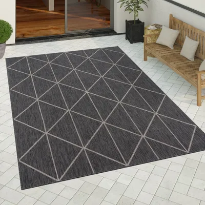 Image de Tapis d'extérieur résistant aux intempéries Motif bohème scandinave Losanges Robuste Balcon Terrasse Cuisine Dimensions 60 x 100 cm