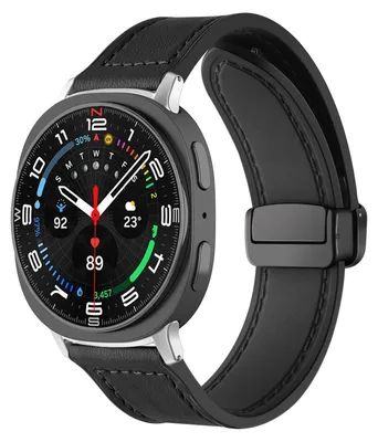 Produktbild von By Qubix Leder + Silikonarmband - Schwarz - passend für Samsung Galaxy Watch 8 - 40 mm / 44 mm