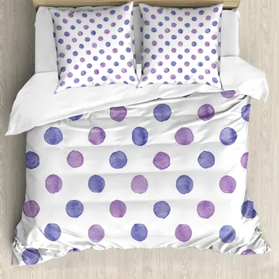 Produktbild von ABAKUHAUS Lila Bettbezug Set, Aquarell Farben Art Nostalgischer Retrostil Muster Kindertagesstätten Themaklassiker, 155 x 220 cm + 80 x 80 cm, Lila Blau