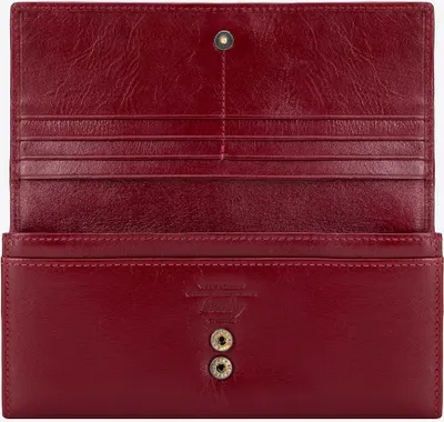 Image de Portefeuille pour femme Wittchen en cuir naturel, format allongé, rouge, rouge, cuir naturel