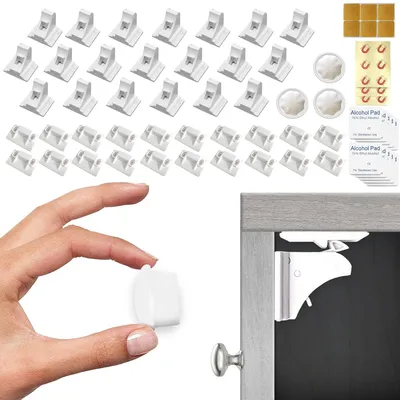 Obrázek produktu pro Magnetické bezpečnostní zámky na skříňky pro děti, 20 kusů, bílé