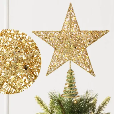 Weihnachtsbaumstern gold 25x20x5 cm Metall glitzernd