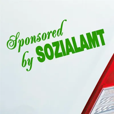 Produktbild von Auto Aufkleber Sponsored by Sozialamt Car PKW 15x6 cm Hellgrün Sticker Heckscheibenaufkleber