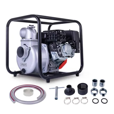 Produktbild von Scheppach PWP60 Benzin Wasserpumpe 60.000 L/h | 28m Föderhöhe | 7m Ansaughöhe | 5,3 PS Gartenpumpe Schmutzwasserpumpe Wasser Pumpe mit Schlauchpaket
