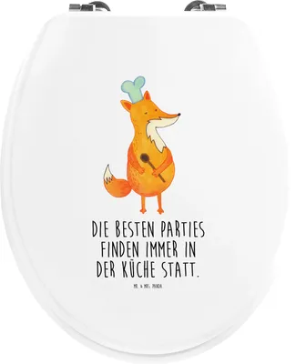 Produktbild von Mr. & Mrs. Panda holz toilettensitz Fuchs Koch - Weiß - Geschenk, Bäcker, Party, Klo-Deckel, WC-Sitz, Chefkoch, Hungrig, WC Brille, Geburtstag, Sitz, Toilettendeckel