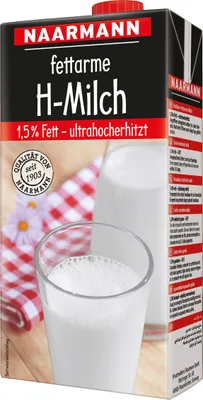 Produktbild von Naarmann polotučné bezlaktózové mlieko H so skrutkovacím uzáverom 1000 ml