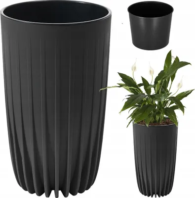 Immagine prodotto di MIRA ECO vaso da fiori riciclato alto 300 - nero LA985-04 LAMELA