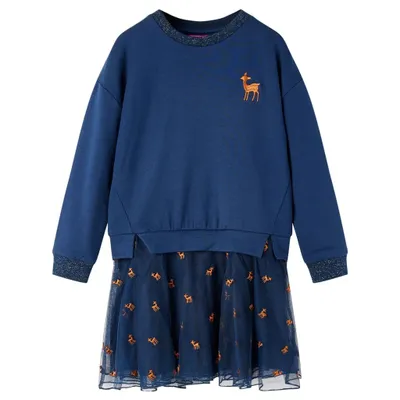 Immagine prodotto di vidaXL Abito da bambino con maniche lunghe blu navy 104