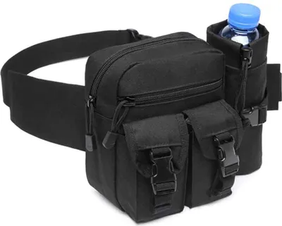 Produktbild von Outdoor-Lauf-Sport-Hüfttasche mit versteckter Wasserflasche, personalisierbarer Diebstahlschutz für Mobiltelefone, taktische Hüfttasche zum Spazierengehen (Schwarz)