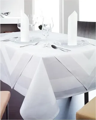 Productafbeelding van Damast tafelkleed - Gastronomiekwaliteit linnen - Feestelijke decoratie - Kookvast 95 graden - 170 x 130 cm - Wit