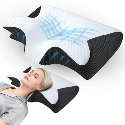 Zdjęcie produktu dla Poduszka pod szyję z pianki z pamięcią kształtu – ergonomiczna poduszka szyjna – ortopedyczny kształt falisty – poduszka pod szyję zmniejszająca nacisk – 6 x 37 x 12 cm
