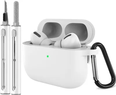 Productafbeelding van Silicone beschermhoes voor AirPods Pro 3 met karabijnhaak en reinigingspen, wit