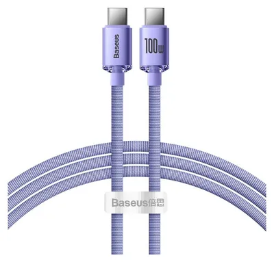 Produktbild von Baseus Crystal Shine Series Kabel USB-Kabel fr schnelles Aufladen und Datenbertragung USB Typ C - USB Typ C 100 W 1,2 m lila (CAJY000605)