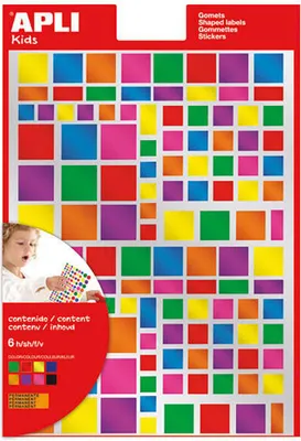Produktbild von APLI kids Sticker "Quadrat" Metallicfarben farbig sortiert