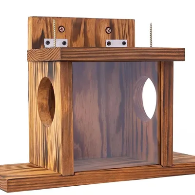 Produktbild von Eichhörnchen Futterhaus aus Holz zur Fütterung im Garten oder auf dem Balkon