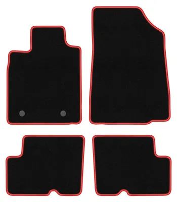 Image de Tapis de sol en moquette pour Dacia Sandero II 2013-2019 (à hayon/Stepway) – jeu 4 pièces, noir/rouge, sur mesure – Wielganizator CARLUX