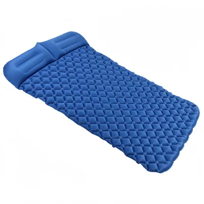 Produktbild von Doppelte aufblasbare Campingmatte, aufblasbare Fußstützenmatte Dunkelblau