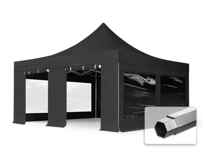 Produktbild von TOOLPORT 5x5m Aluminium Faltpavillon, inkl. 4 Seitenteile, schwarz
