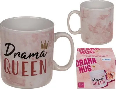 Produktbild von Kaffeetasse Drama QUEEN Kaffeebecher Frauen, Kaffee, 850 ml, pink marmoriert