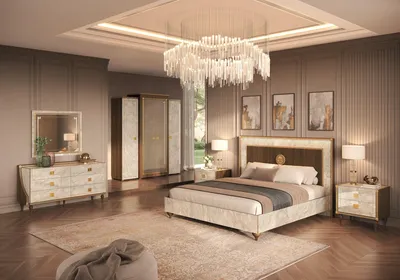 Produktbild von Schlafzimmer-Set 6 tlg (Bett+2x Nachttisch+Schrank+Kommode+Spiegel)