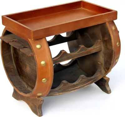 Produktbild von DanDiBo Weinregal Holz Weinfass Braun 33 cm 9064 Bar Flaschenregal Flaschenständer Klein Fass Holzfass mit Glashalter
