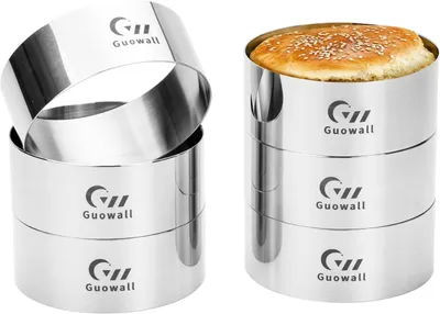 Produktbild von Runde Hamburgerformen, Durchmesser 10 cm – Set mit 6 Stück – Dessertformen und Servierringe – Edelstahl-Backformen für Kuchen und Desserts