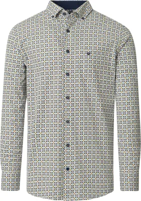 Produktbild von REDMOND Herren Freizeithemd Langarm Button-Down Modern-Fit Gelb Print S