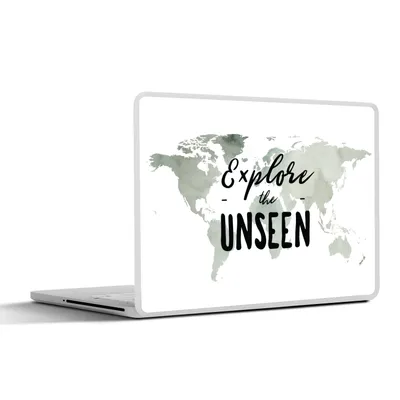 Produktbild von MuchoWow® Laptop Aufkleber Sticker Cover Weltkarte - Weiß - Zitat 31x22.5 cm - Laptop-Deko