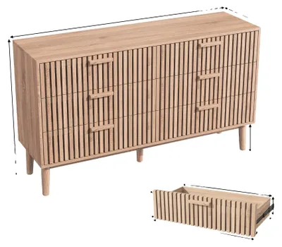 Image de Commode de rangement, design contemporain, utilisation polyvalente, 6 tiroirs