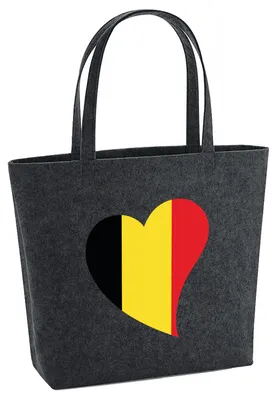 Produktbild von Huuraa Filzshopper Belgien Flagge Herz 22 Liter Charcoal Melange Filztasche Geschenkidee