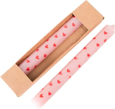 Produktbild von Boltze Stabkerze Lilin (2-tlg., rosa/rot, 20 cm, Wachs, mit Herzen, verspielt)