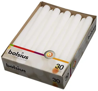 Produktbild von Bolsius Spitzkerzen 245/24 mm (30 Stück), weiß