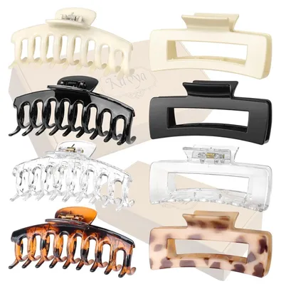 Image de lot de 8 grandes pinces à cheveux Femme Accessoires de coiffure antidérapants