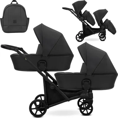 Immagine prodotto di Passeggino doppio in ecopelle Kunert BRAV DUO 2in1 nero - Flessibile e compatto per due bambini
