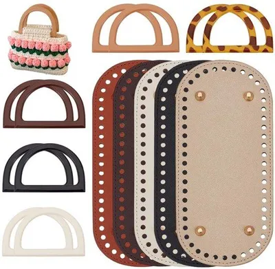 Productafbeelding van Handgebreide set met Polyurethanleren handschoenen - 10 stuks - Mix van kleuren - Handgemaakt
