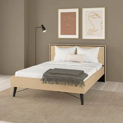 Produktbild von Dmora Halb-Doppelbett Dalee Braun mit Lattenrost