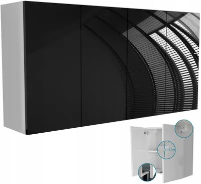Zdjęcie produktu dla wisząca szafka łazienkowa 120x60 (2x60) biały mat + czarny połysk