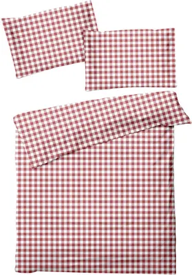 Produktbild von Traumschlaf Feinbiber Bettwäsche Landhaus Karo 160x210 cm + 65x100 cm