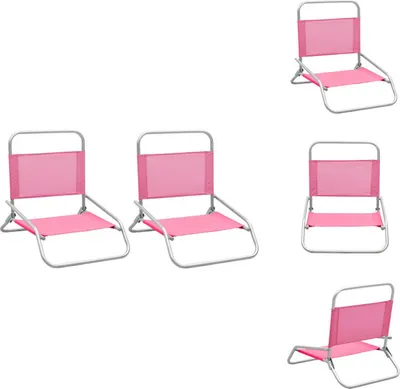 Image de vidaXL Chaises de plage pliantes 2 pcs. Tissu rose - Chaises de jardin