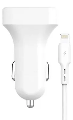 Autolader mit 2 USB-Anschlüssen, 2,4 A, inkl. iPhone-Kabel, weiß
