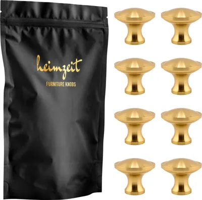 Produktbild von 8x Möbelknöpfe Gold Schrankknöpfe Aluminium Möbelgriff Schubladenknopf Türknauf
