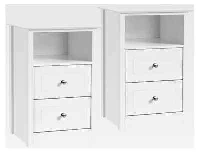 Produktbild von 2er Set Nachtschrank Nachttisch Schlichte Nachtkommode mit 2 Schubladen und Ablagefach für Schlafzimmer Holz Beistelltisch, 40 x 35 x 60 cm