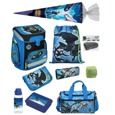 Produktbild von DRAGONS - DRACHE OHNEZAHN Schulranzen 1. Klasse Scooli EasyFit 10-teiliges Set mit Schultüte
