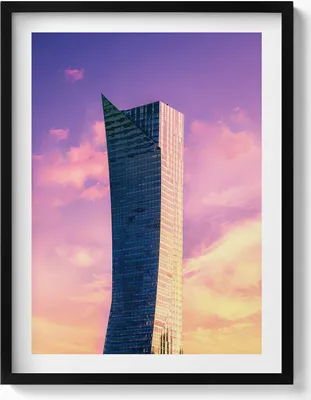 Produktbild von Wolkenkratzer in Warschau– Wandbild mit Rahmen – Gerahmtes Bild  – Wanddekoration – 60x80 cm –  Schwarz Rahmen