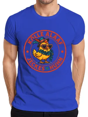 Productafbeelding van Kölle Alaaf! Vrolijk Carnaval in Keulen! Grappig T-shirt voor heren, blauw, maat L