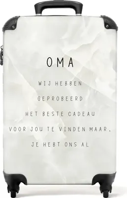 Obrázek produktu pro NoBoringSuitcases.com® Kufry Příruční kufry na kolečkách Malé cestovní kufry na 4 kolečkách - Quotes - Granny - Marble - White - Marble Look - Cabin Size < 55x40x23 cm & 55x40x20 cm - Foto kufr - Příruční kufr - Palubní zavazadloPříruční kufr 55x35x20 cm, 36L,