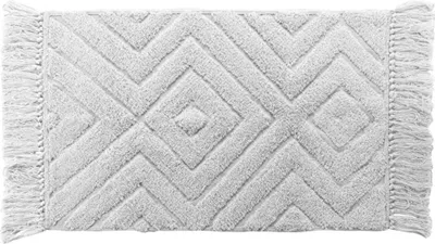 Image de Tapis - Douceur d'Intérieur - Nara - Coton/Polyester - 50x80 cm - Blanc,Gris